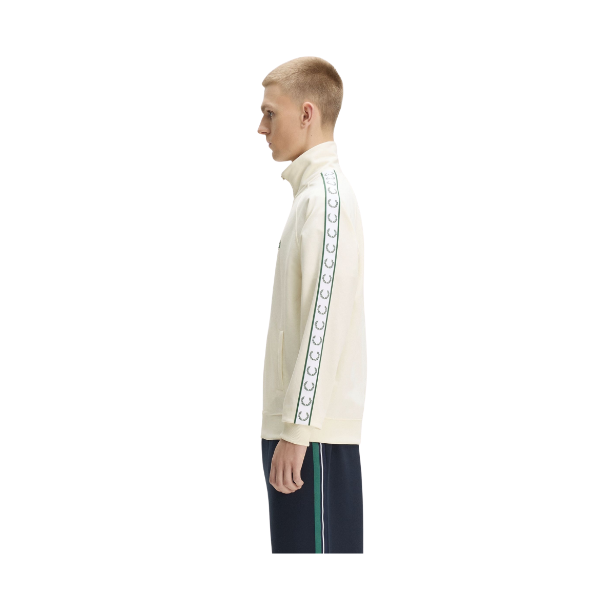 Contrast Tape Track Jacket - Ecru