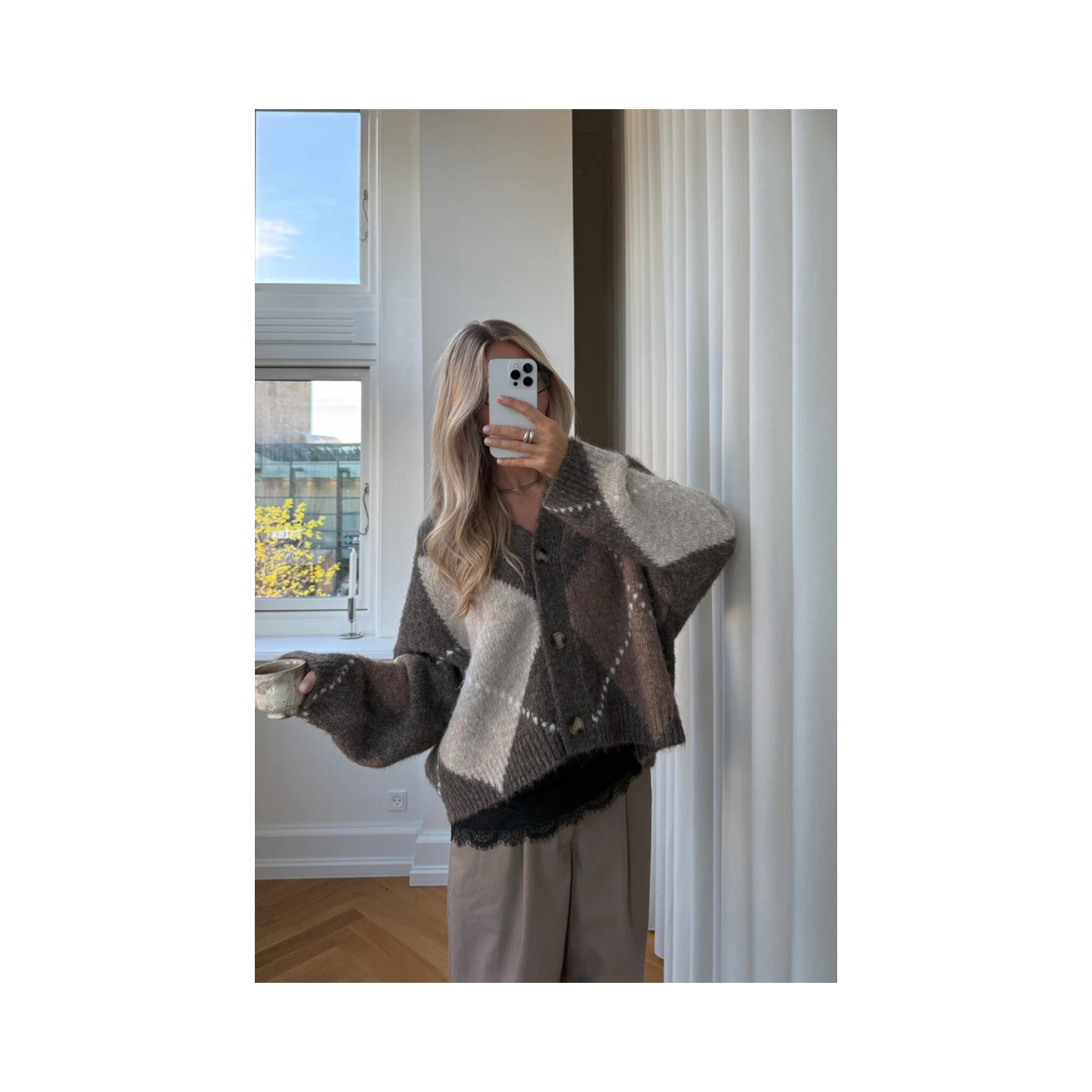 N-Laiana Knit Cardigan - Ash Brown Mix