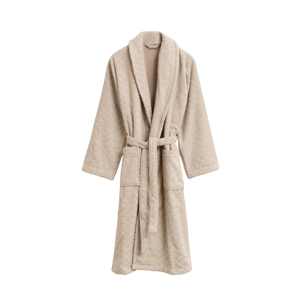Jacquard Herringbone Robe - Faded Beige