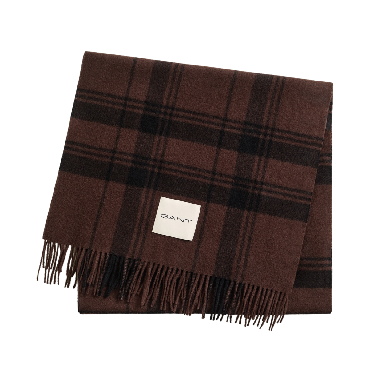Check Wool Scarf - Deep Brown