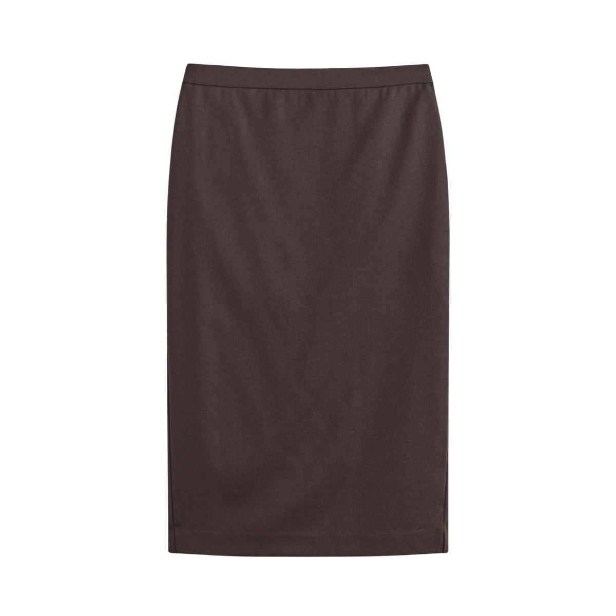 Wool Blend Pencil Skirt - Deep Brown