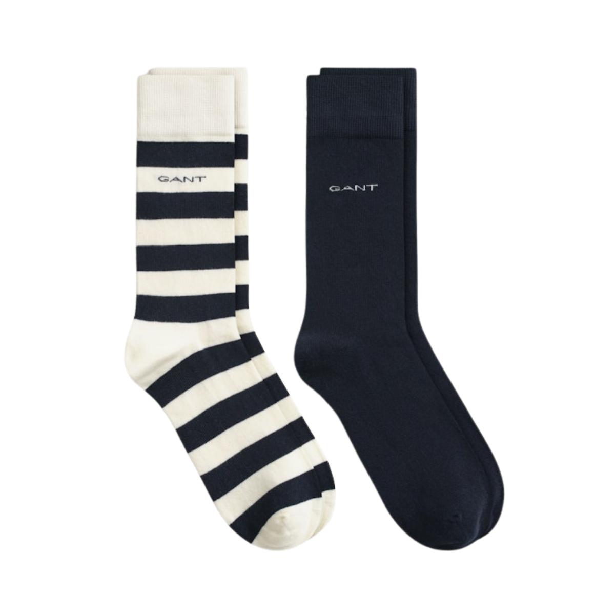 2 Pack - Barstripe And Solid Socks - Cream