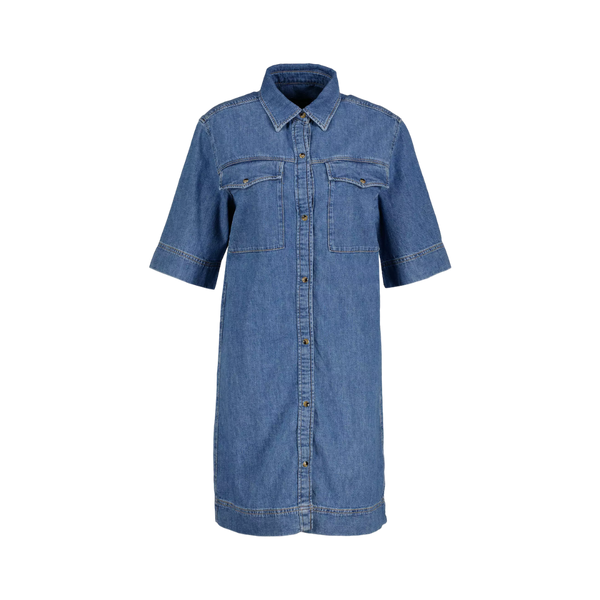 Reg SS Denim Shirt Dress - Blue