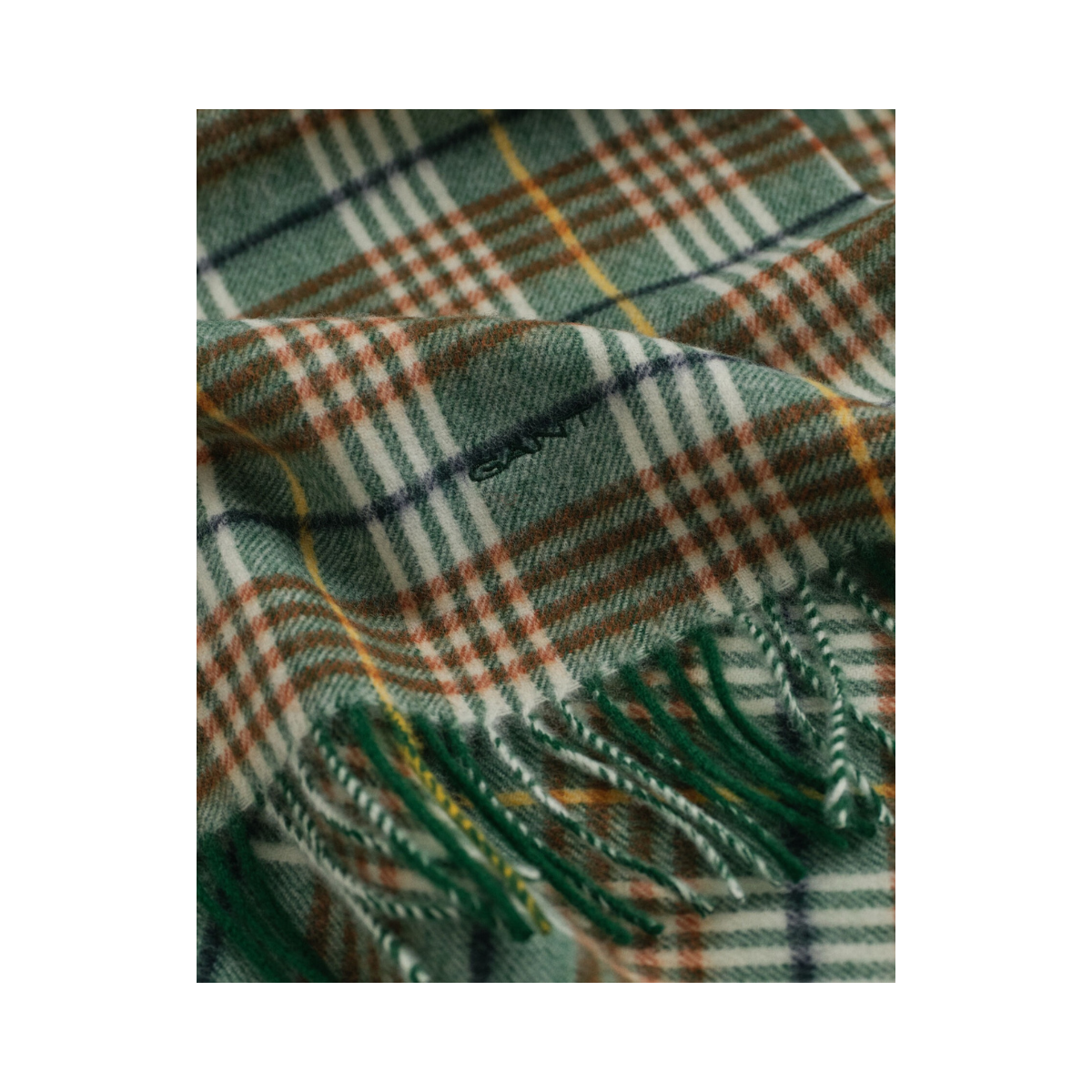Wool Checked Scarf - 366 Grass Green