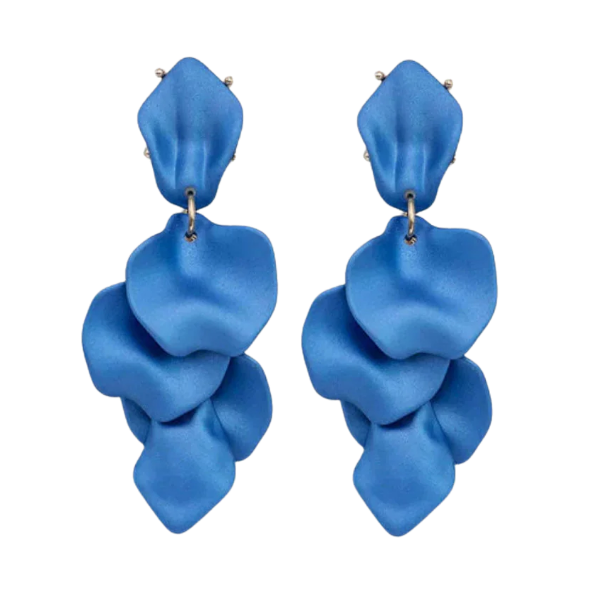 Leaf Earrings Pearl - Dark Blue