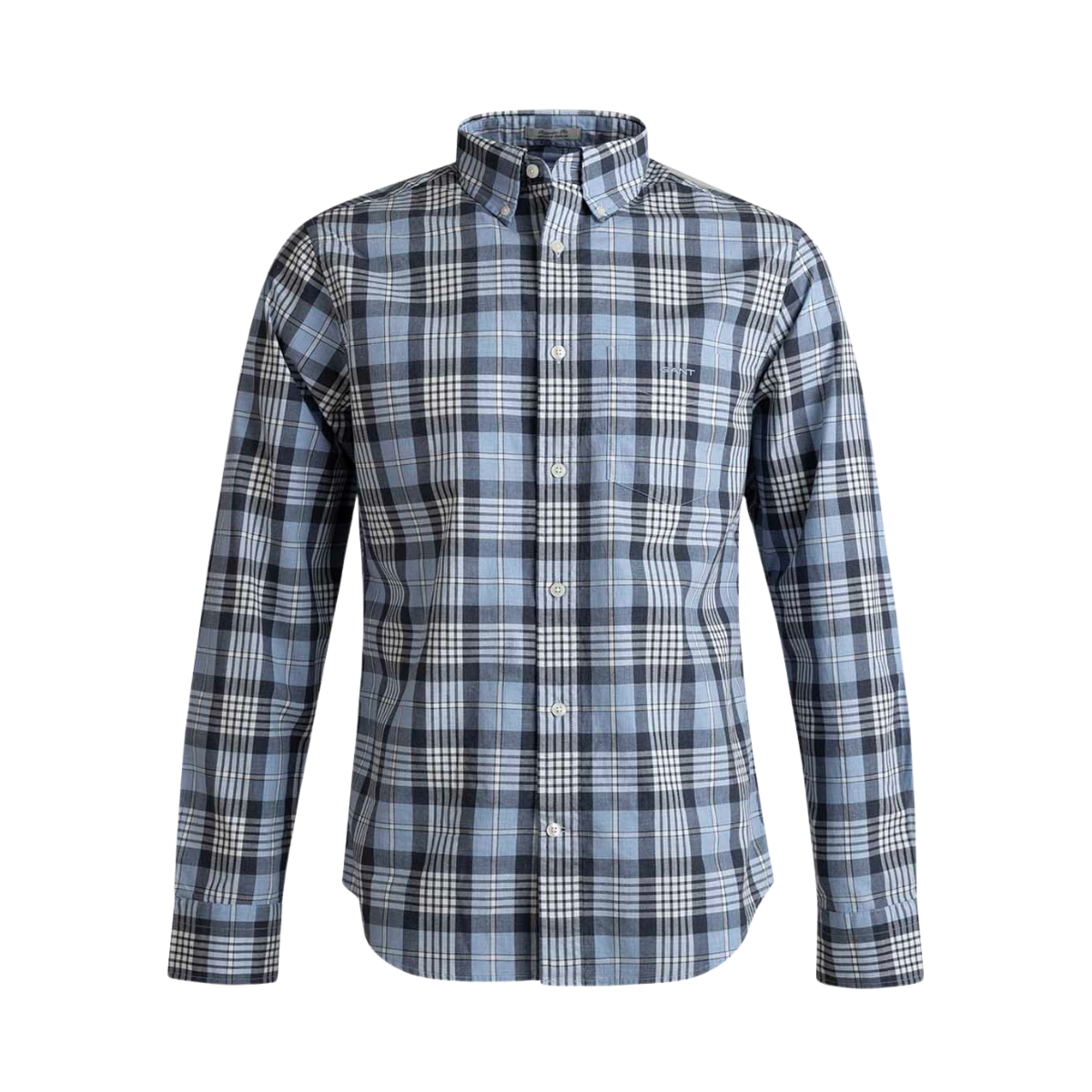 Reg Poplin Melange Check Shirt - Dark Indigo Melange