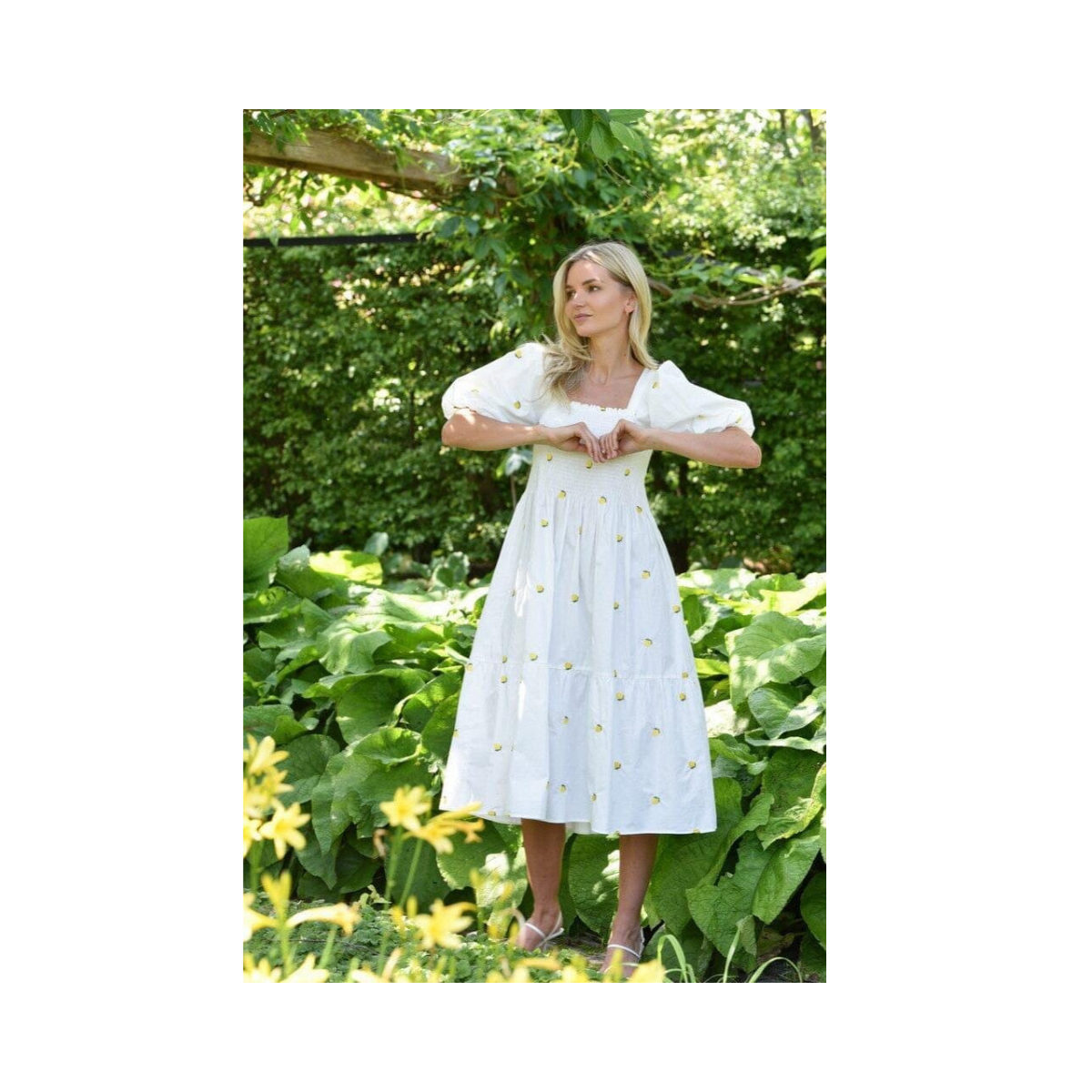 Cheri Fruit Dress - White/Yellow