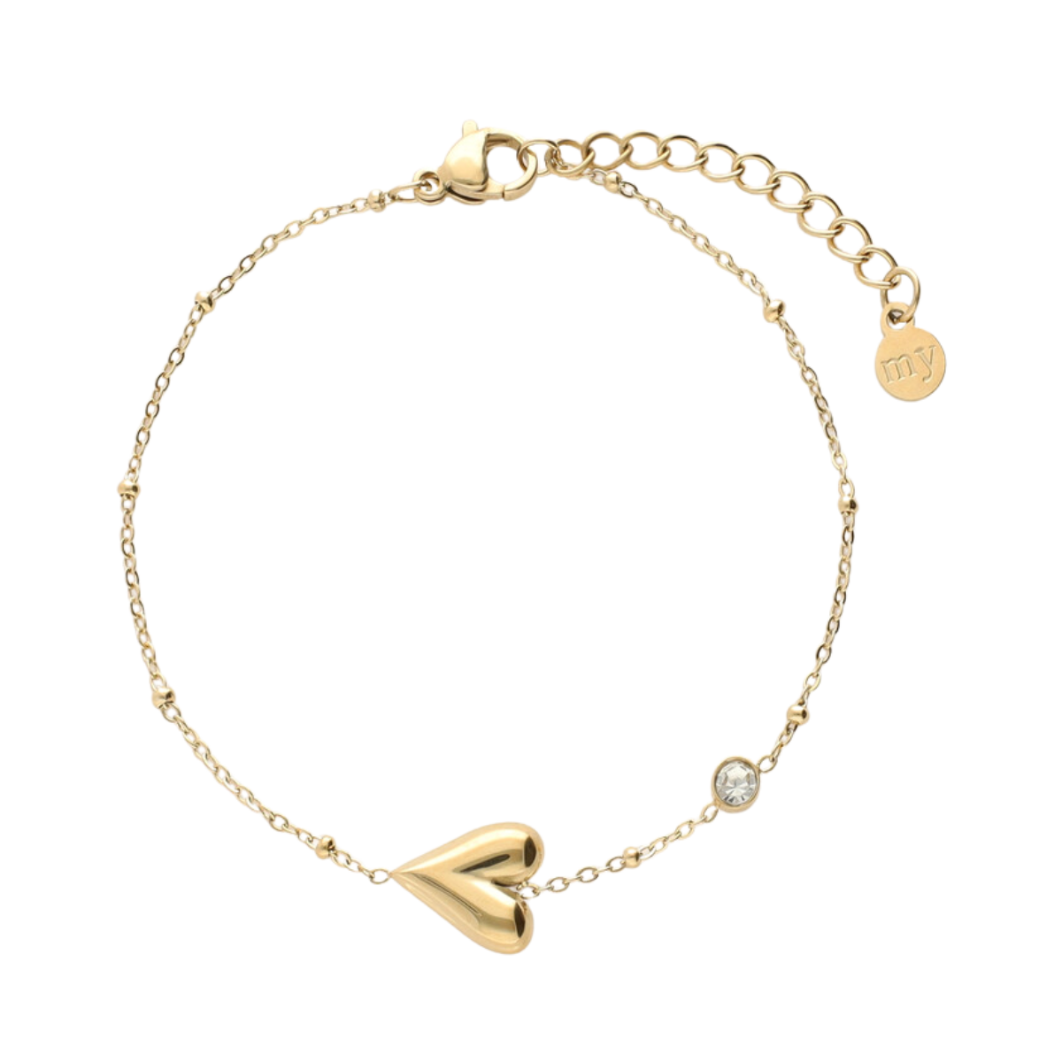 Bracelet horizontal heart strass - Gold