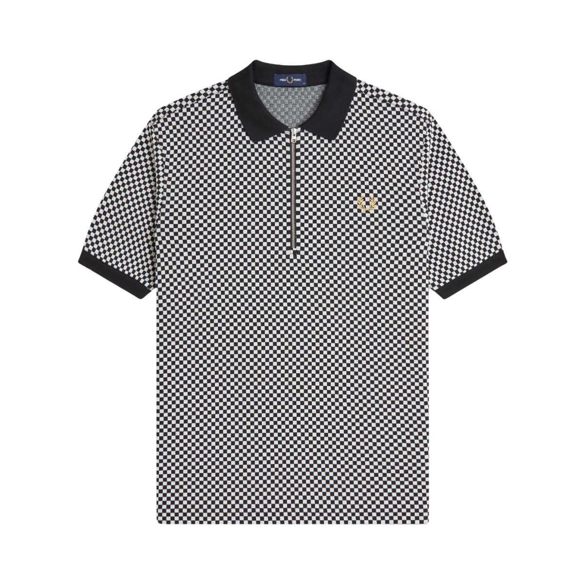 Chequerboard Polo Shirt - Black
