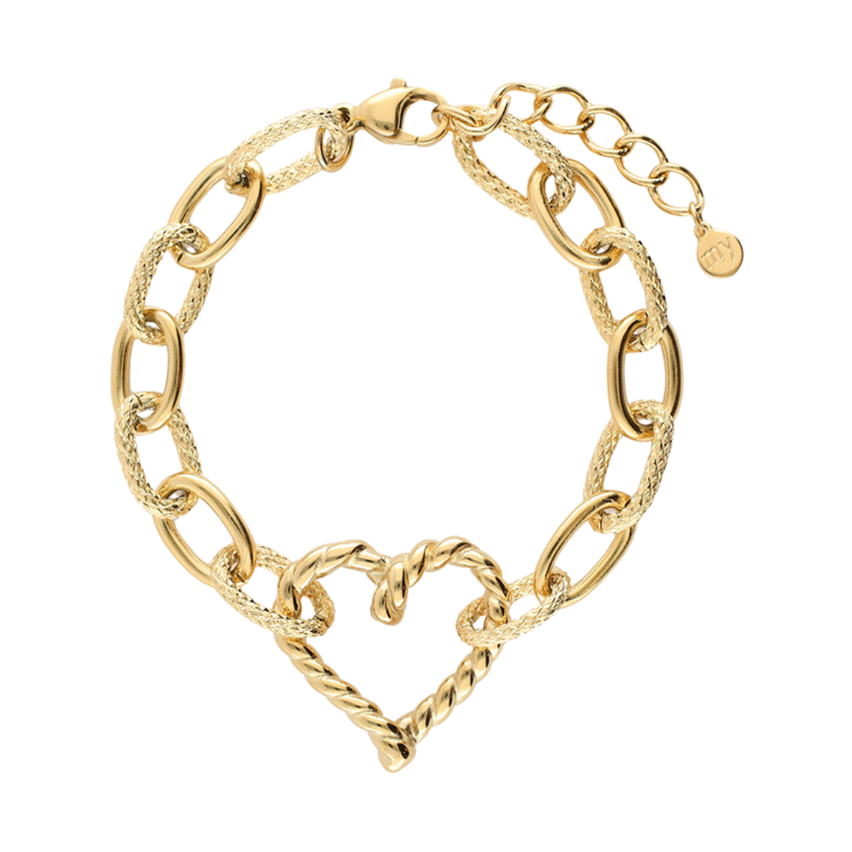 Bracelet chain twisted heart - Gold