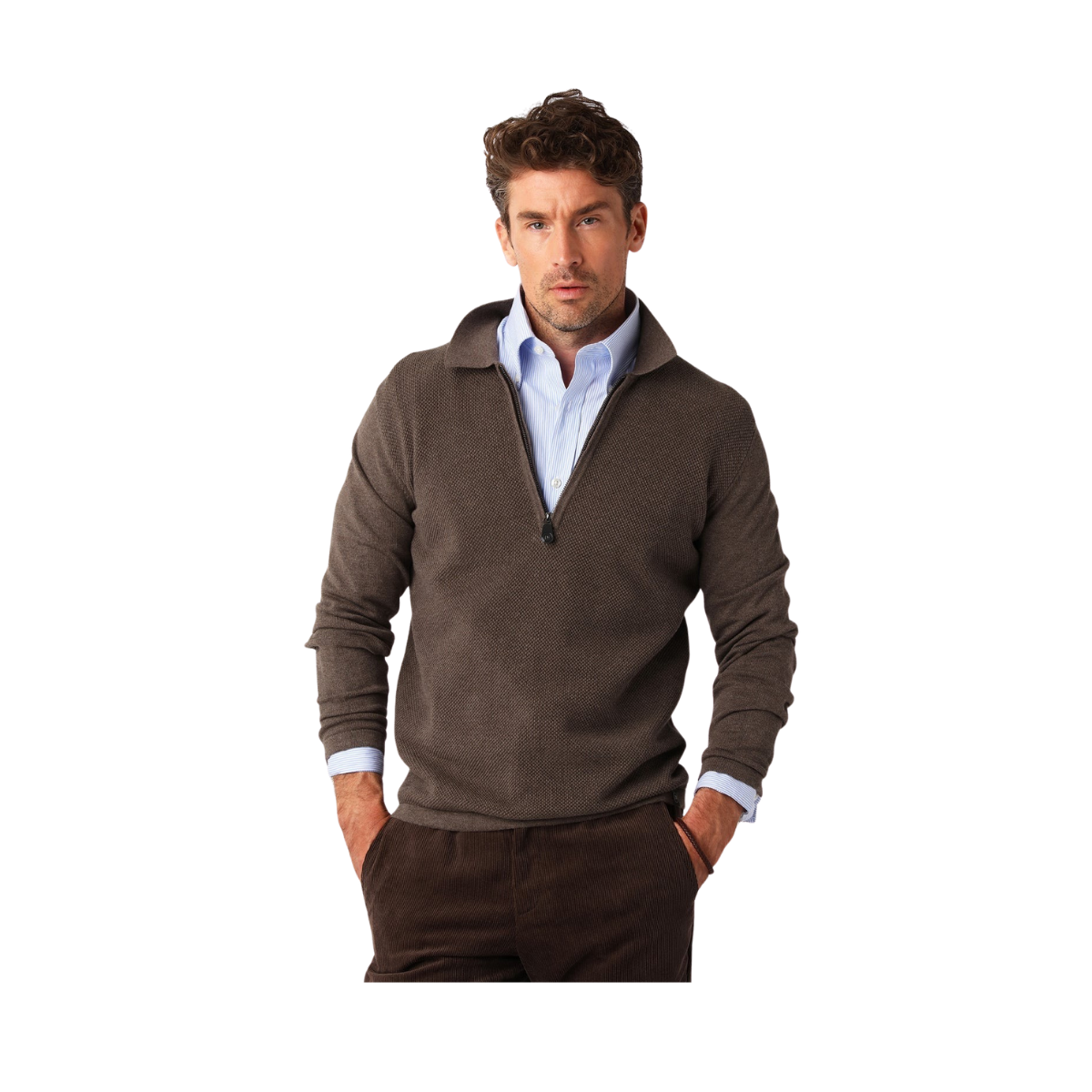Cotton Half Zip - Nougat