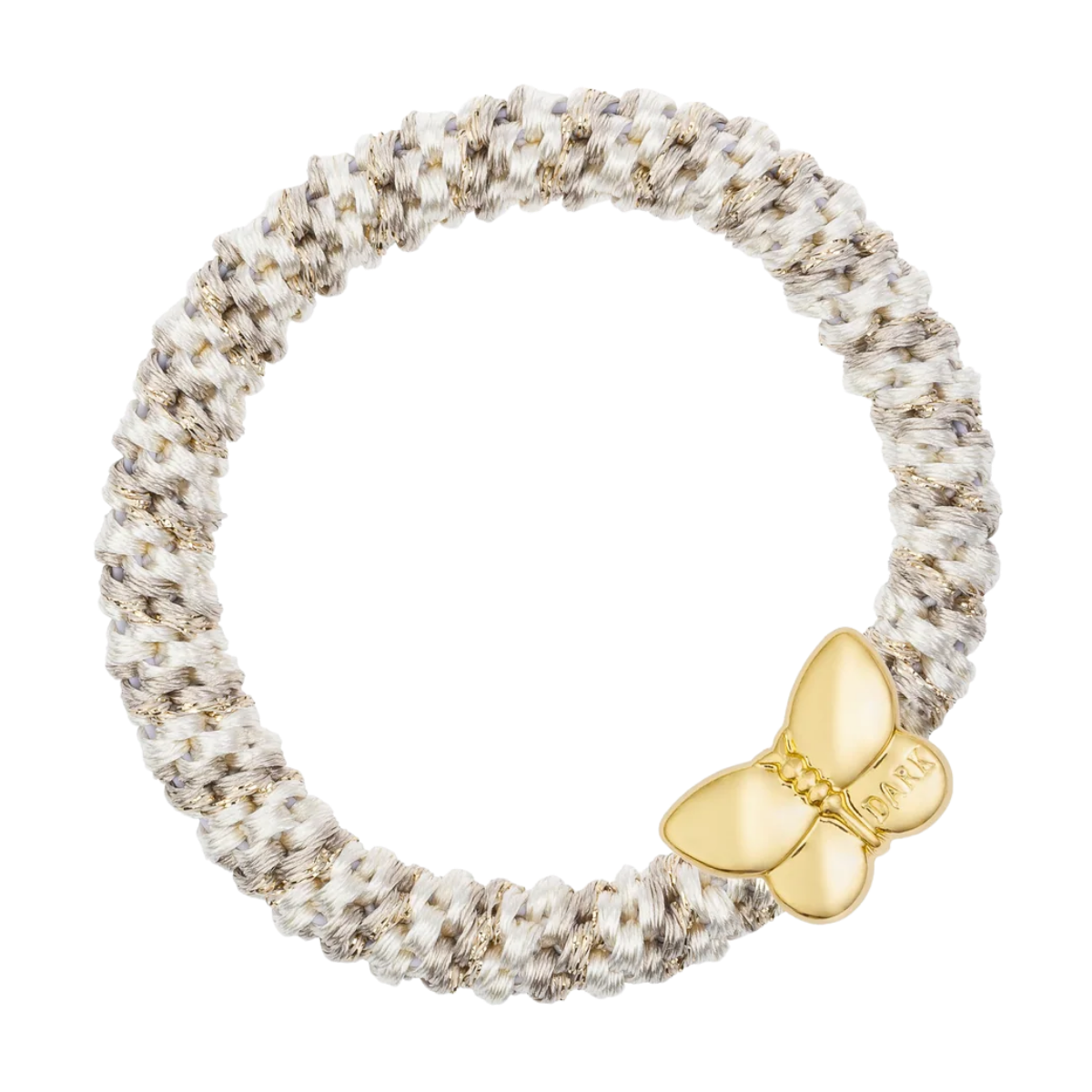 Fat Hair Tie W/Gold - Sand Mix W/Butterfly