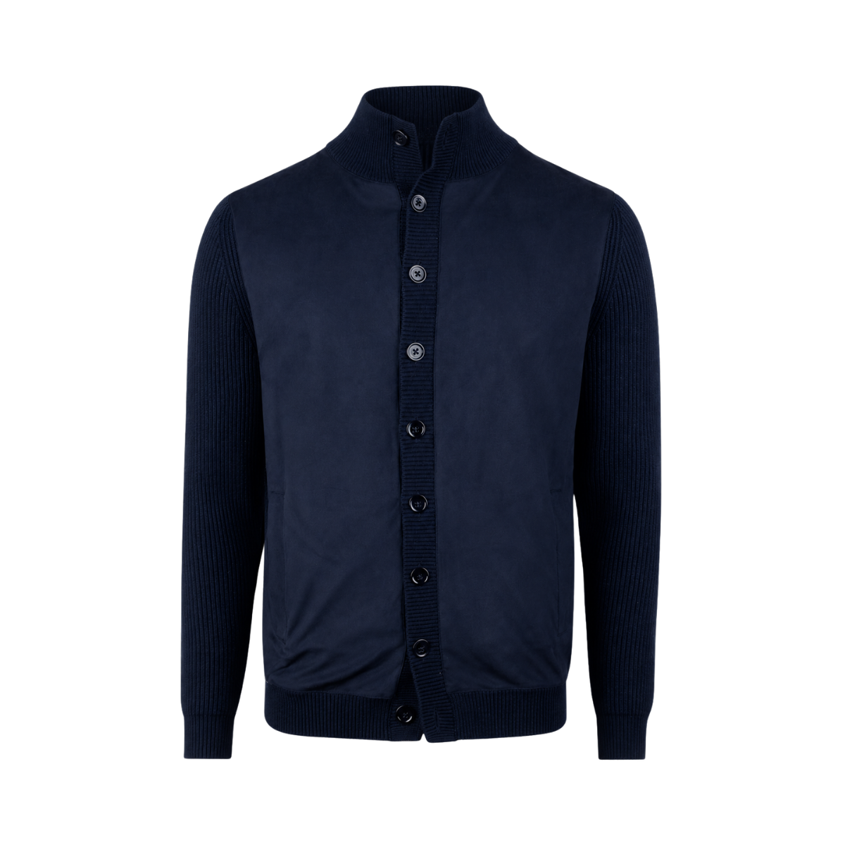 Cardigan Knitted Hybrid Buttoned - Navy