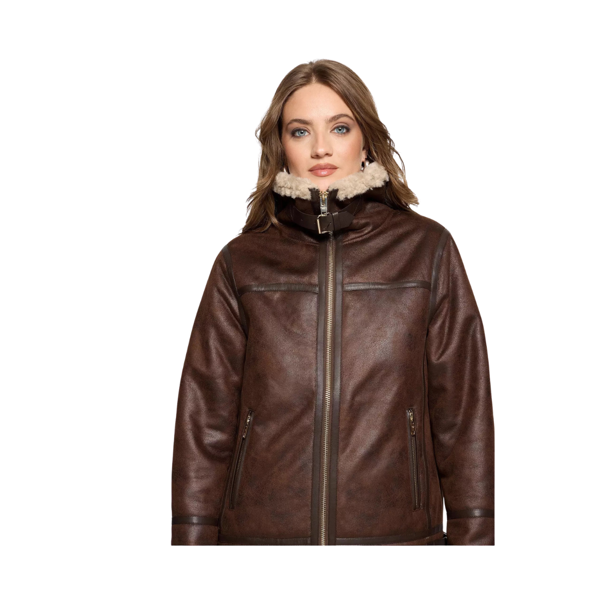 Belle Aviator Jacket - 19970 Dark Brown/Beige
