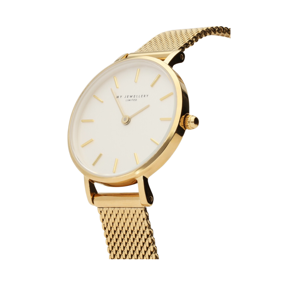 Rond horloge witte wijzerplaat - 1200 Gold