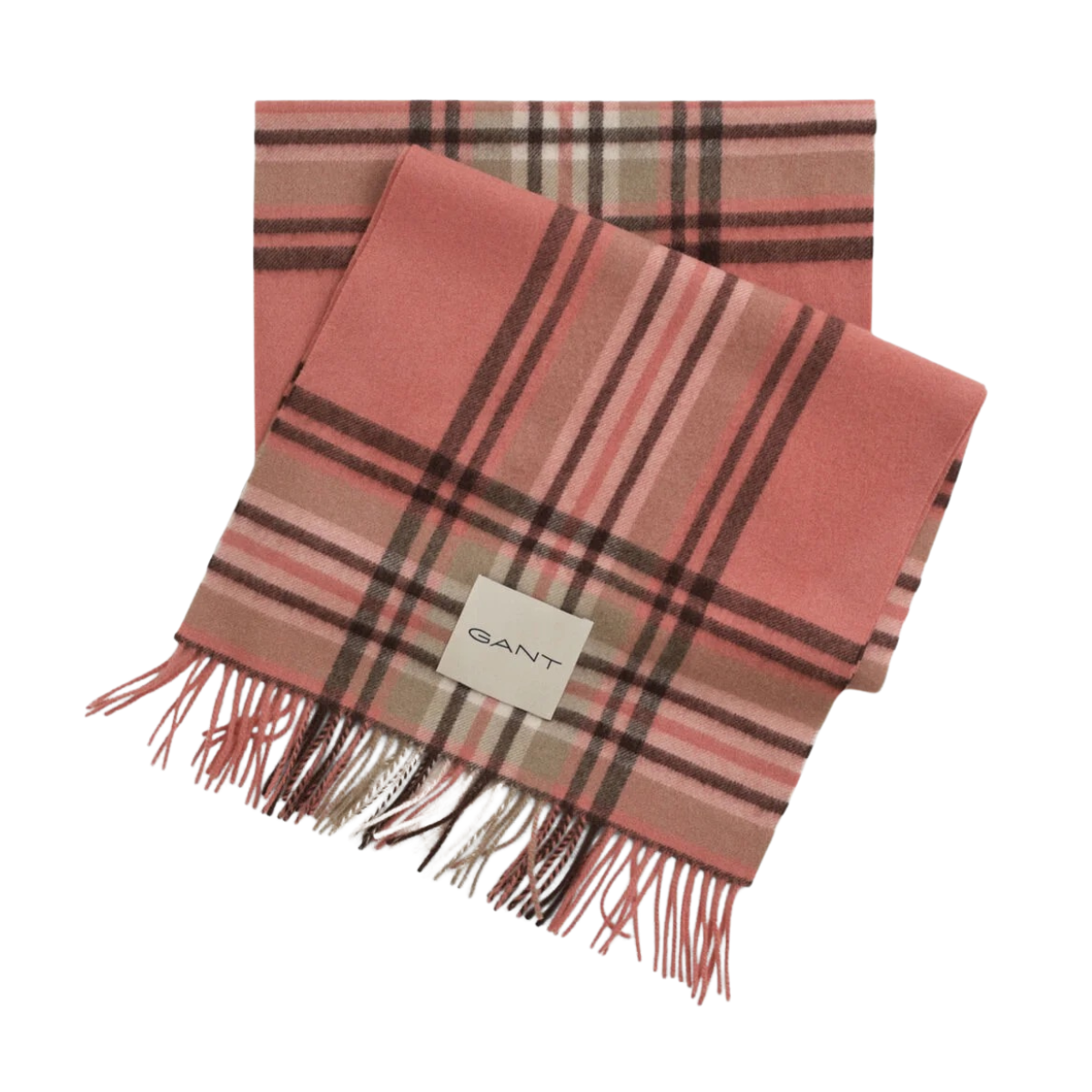 Tartan Check Wool Scarf - 654 Faded Brick