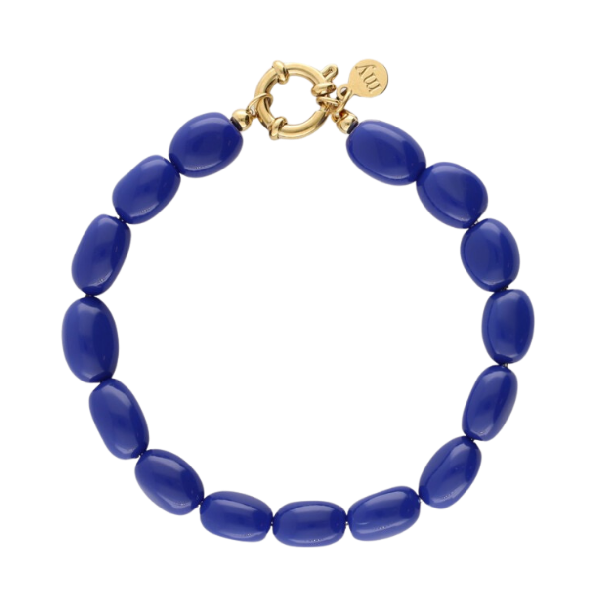 Bracelet Beads Petrol - Gold