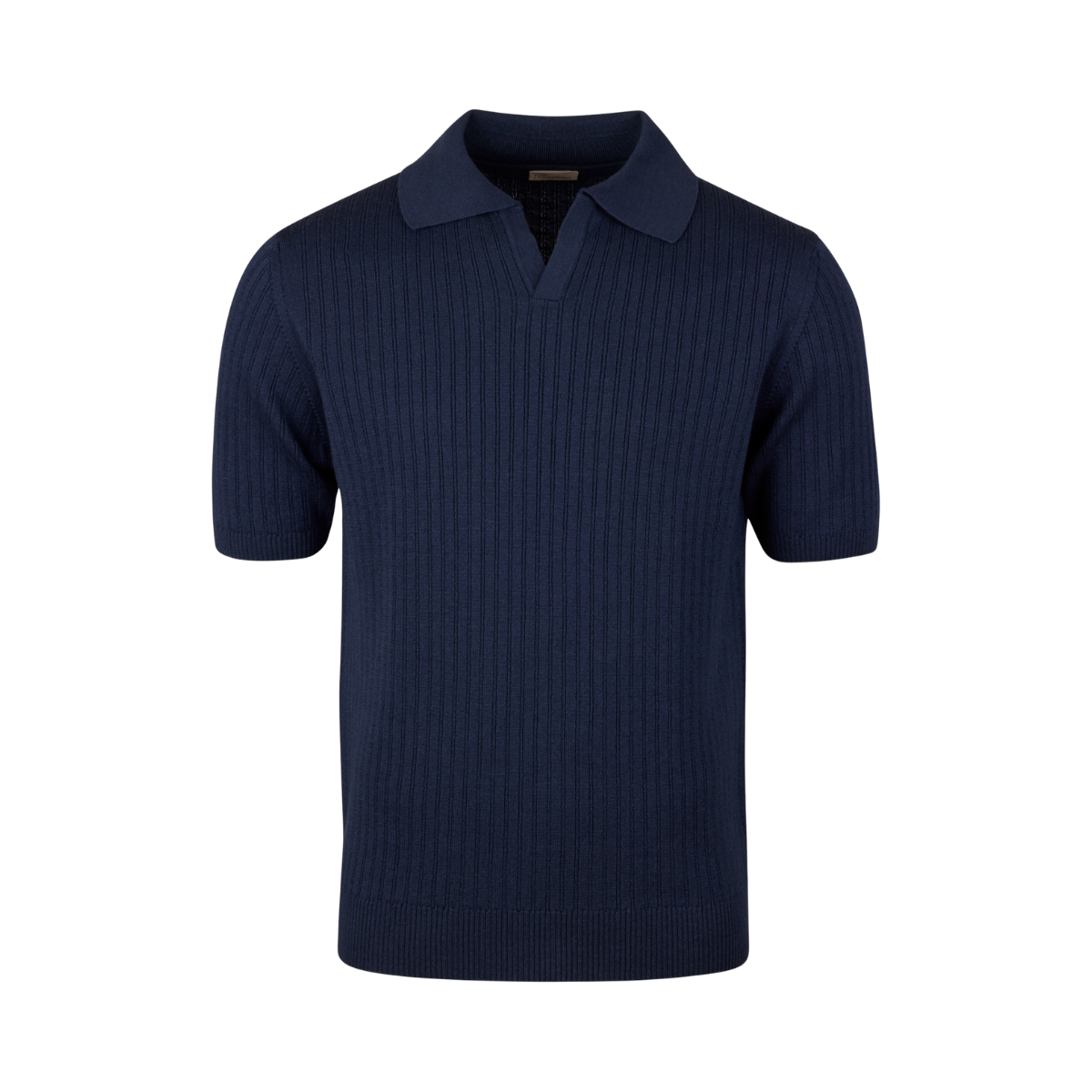 Polo Shirt Knitted Ribbed - Dark Blue
