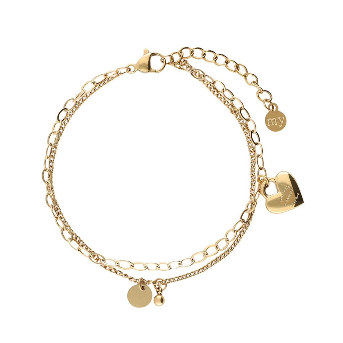 Bracelet chain & love life heart - Gold