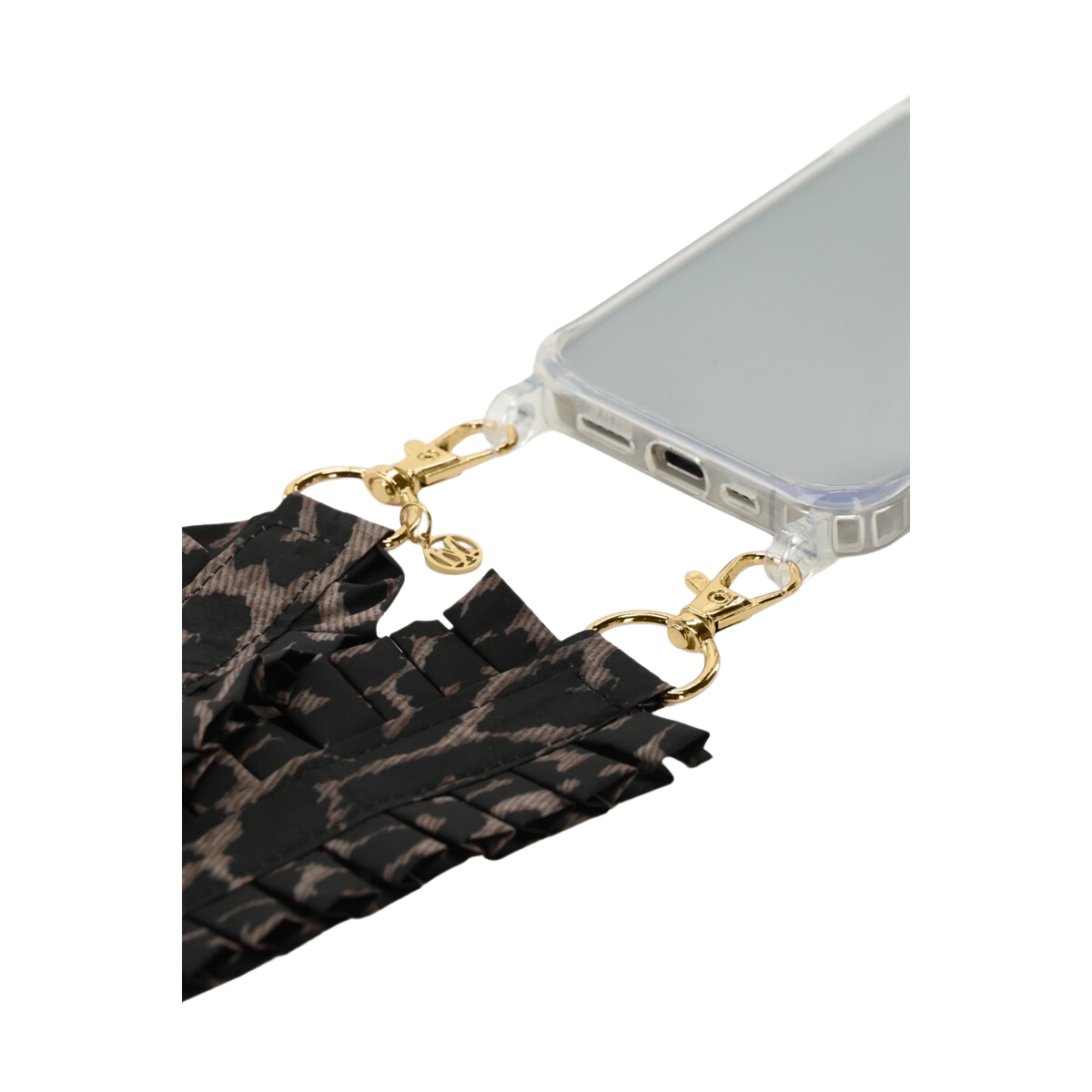 Phone cord ruffle leopard - 100 BROWN