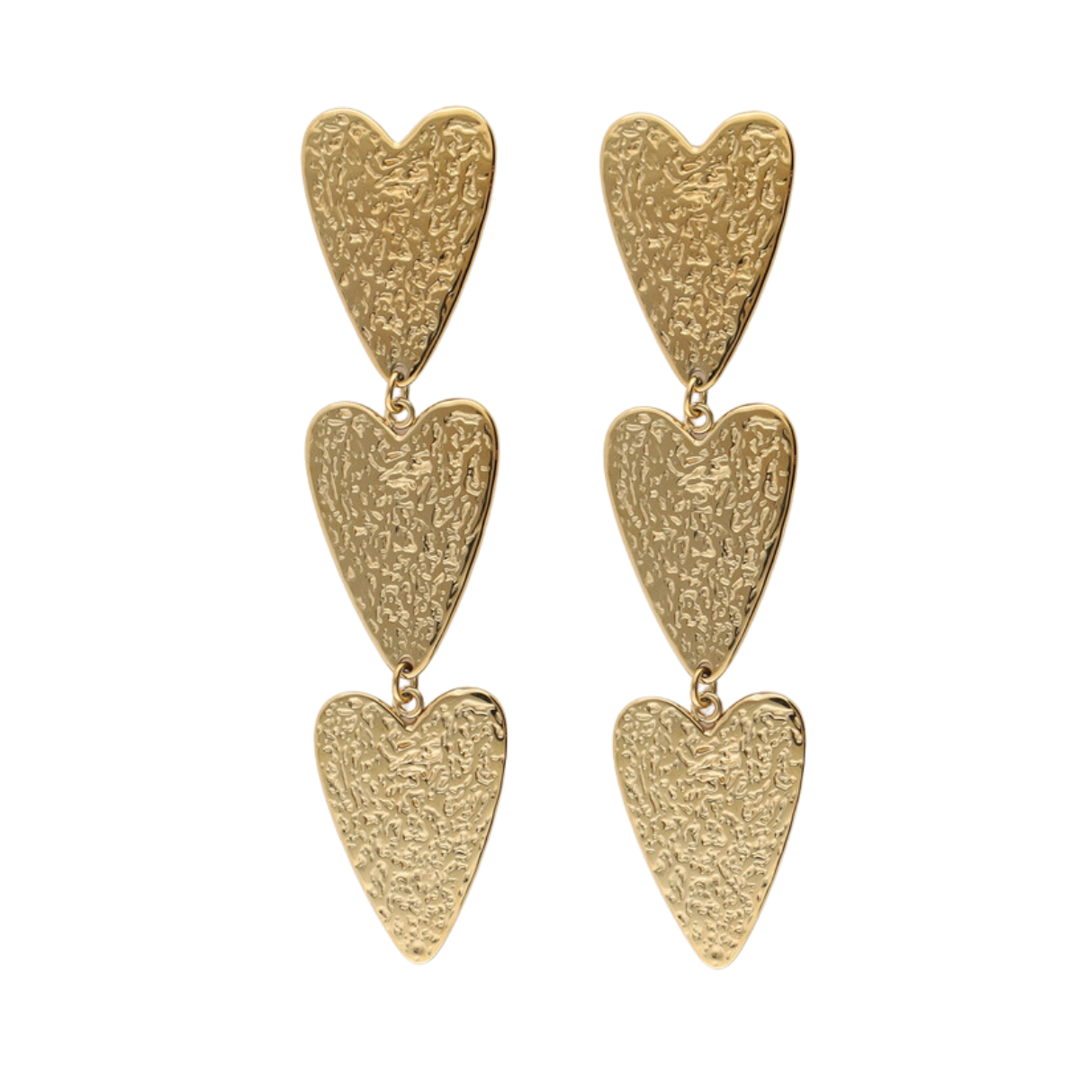 Earrings stmt 3 hearts - Gold