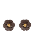 Flower Small Earrings - 01 Dark Brown