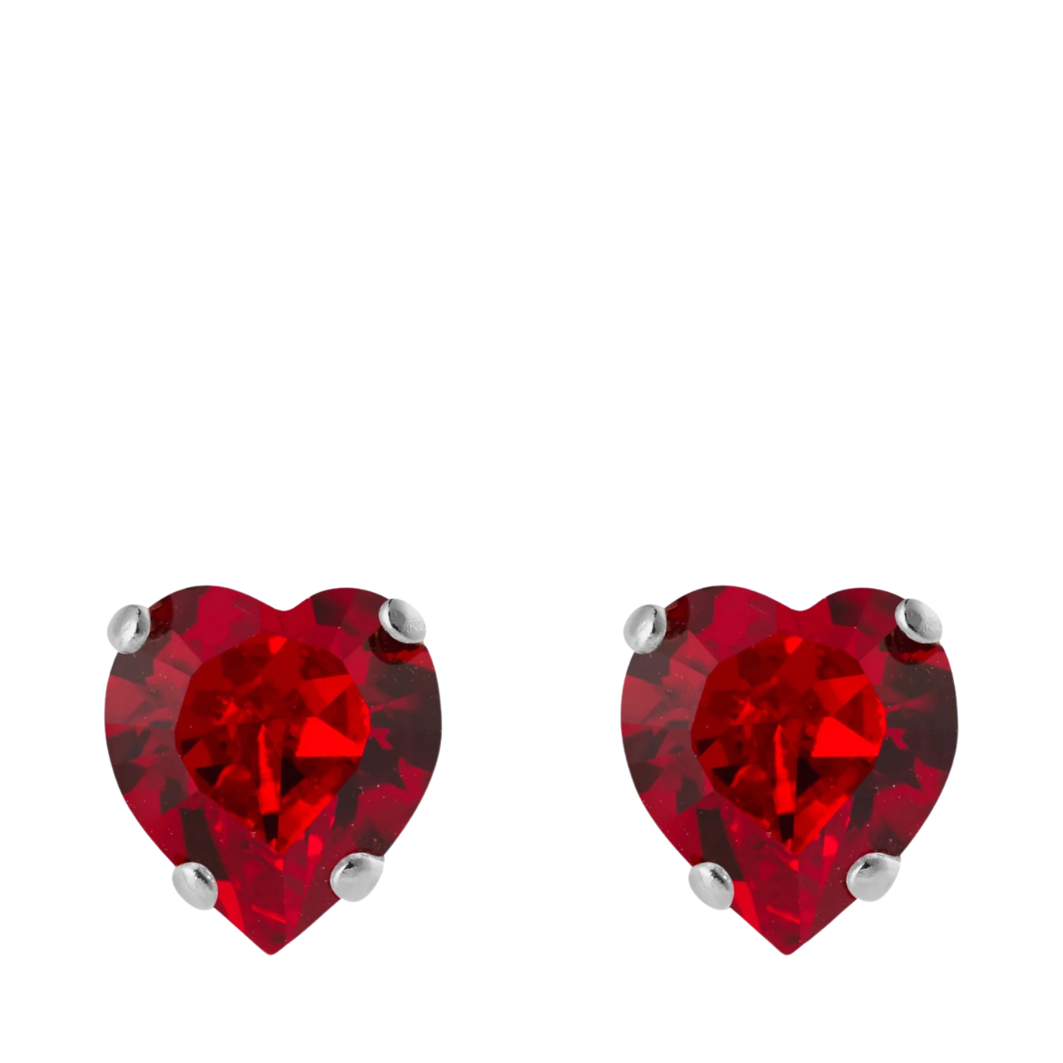 Heart Earrings Rhodium - Light Siam