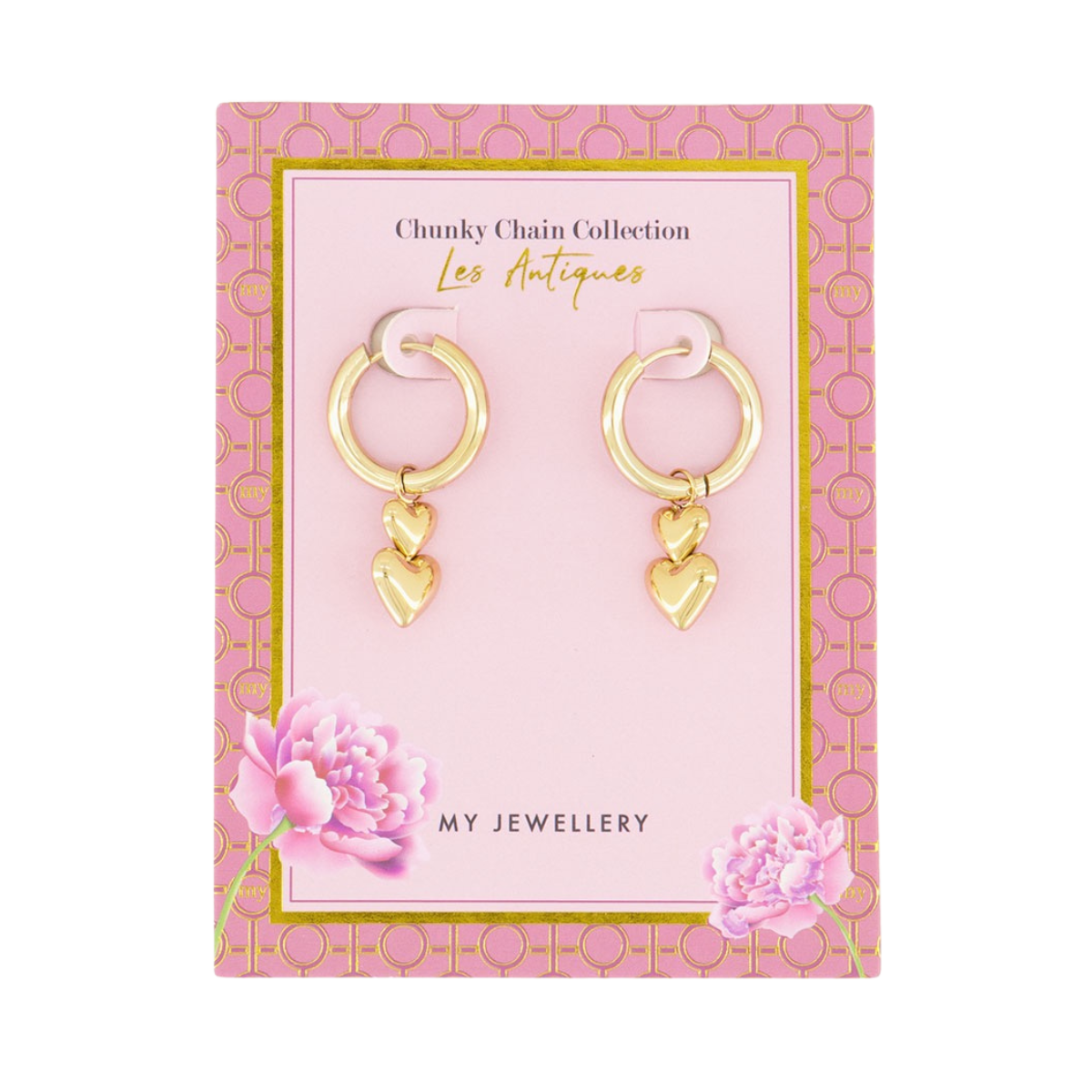 Oorringen dubbel hartje - 1200 Gold