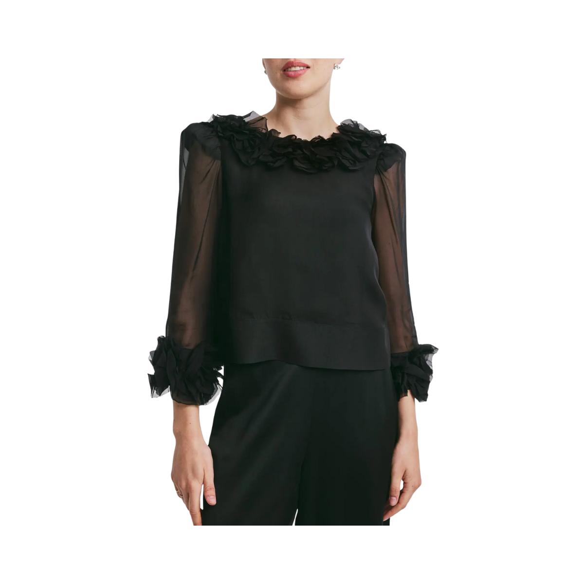Organza Frilly Top - Black
