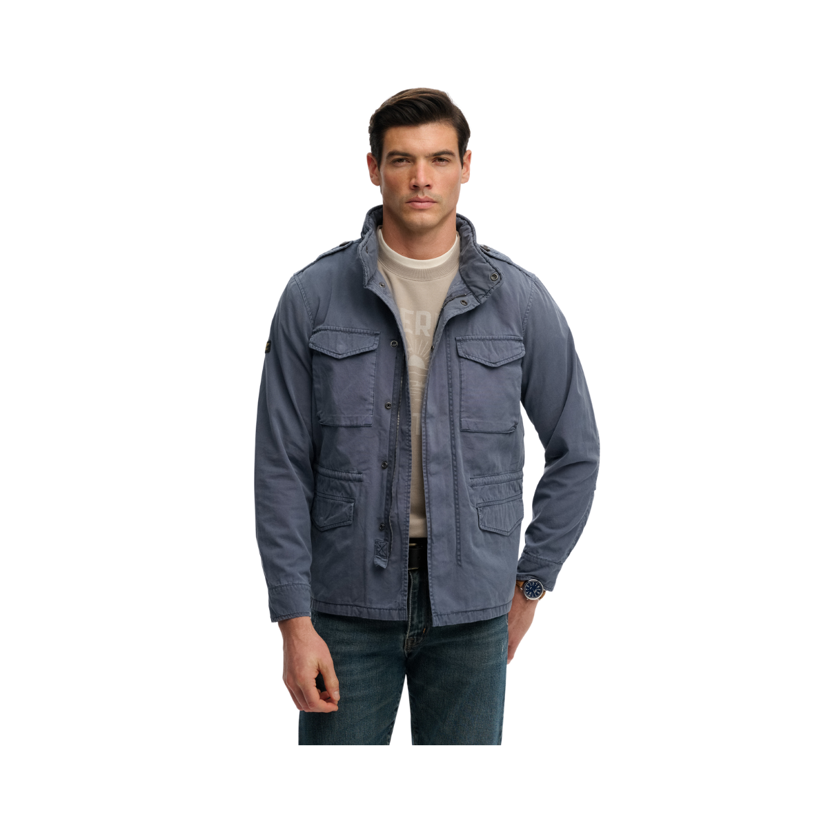 Cotton M65 Jacket - Washed Blue