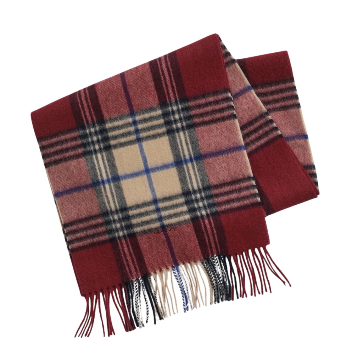 Wool Checked Scarf - 604 Plumped Red