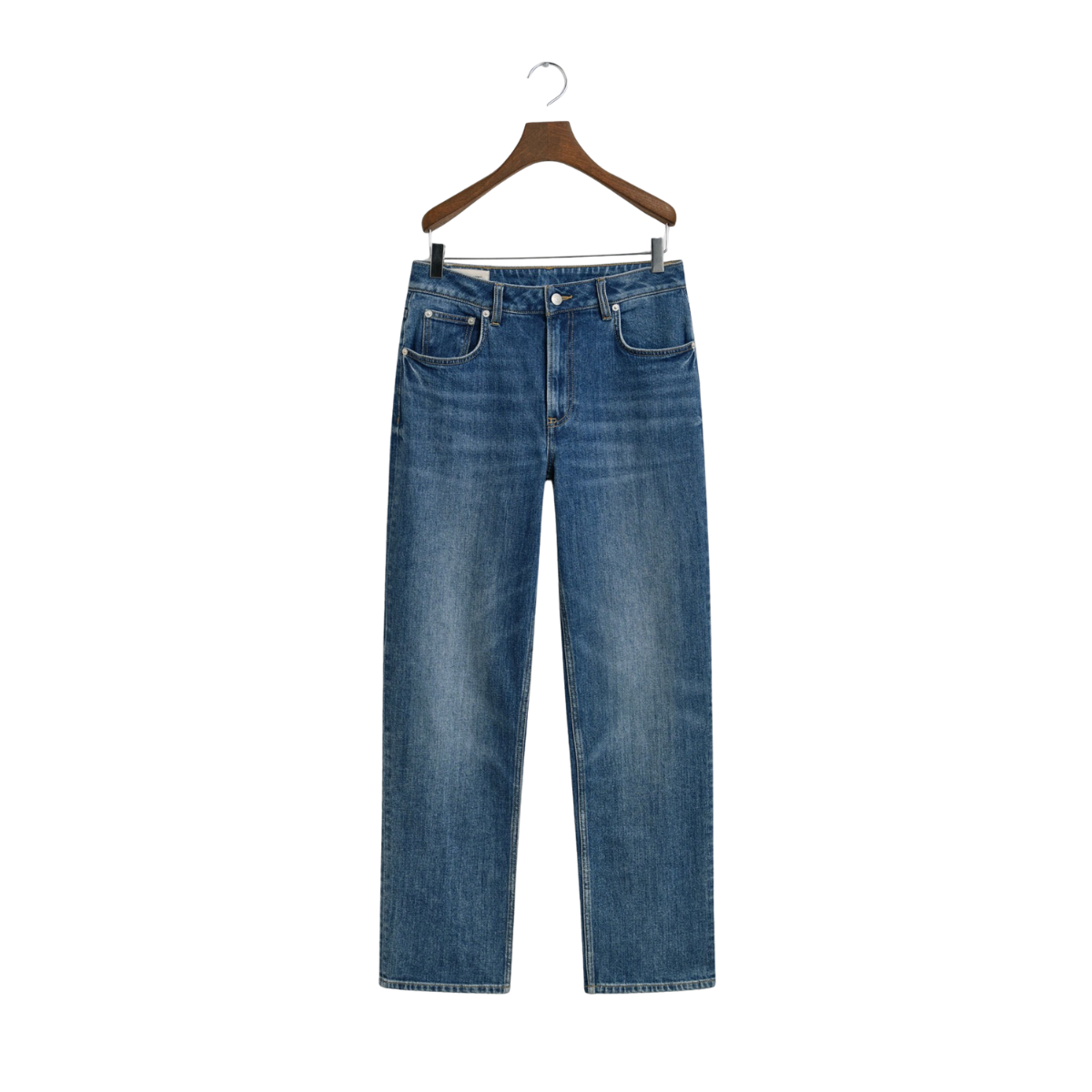 Straight Stretch Jeans - Mid Blue Broken In