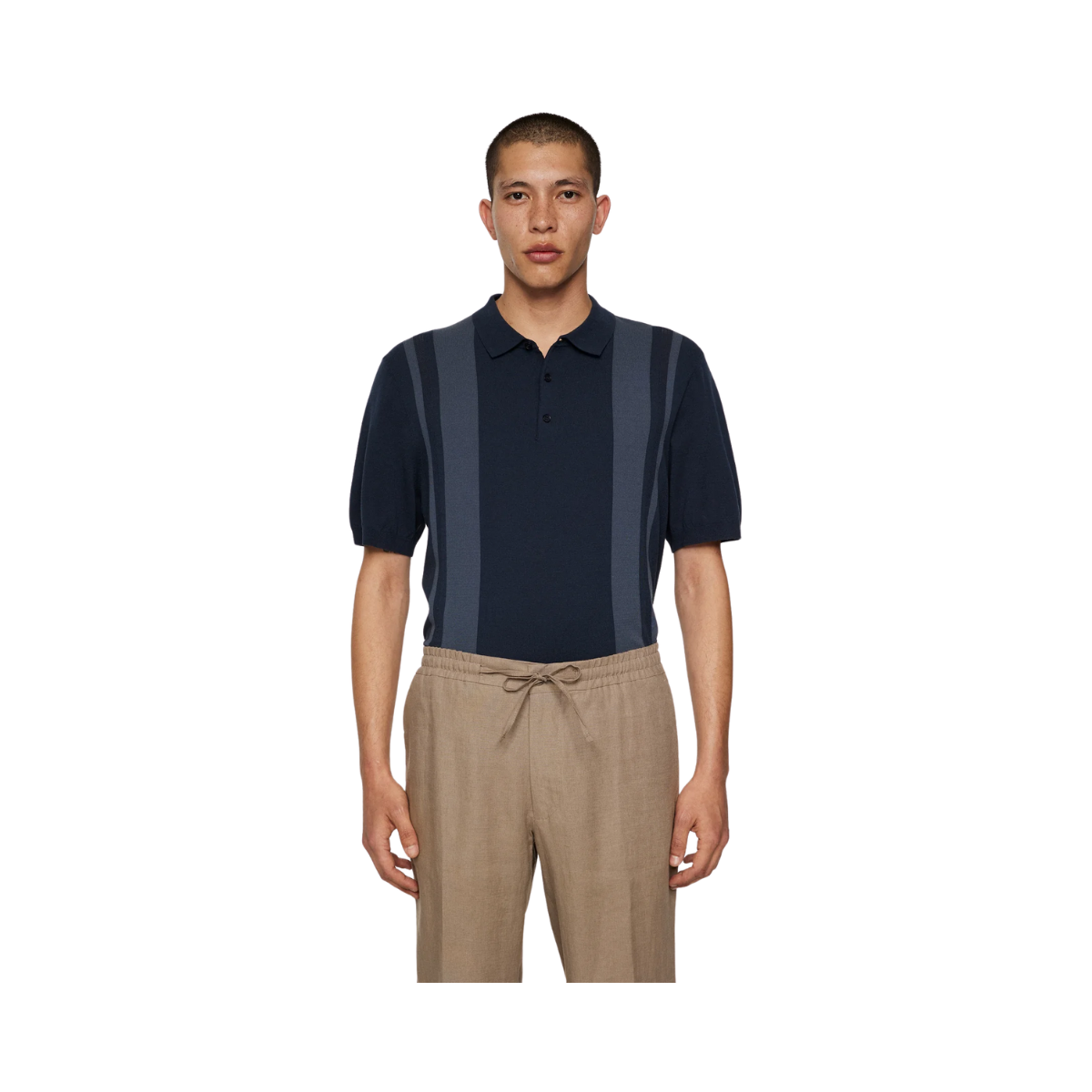 Reymond Stripe Knit Polo - JL Navy