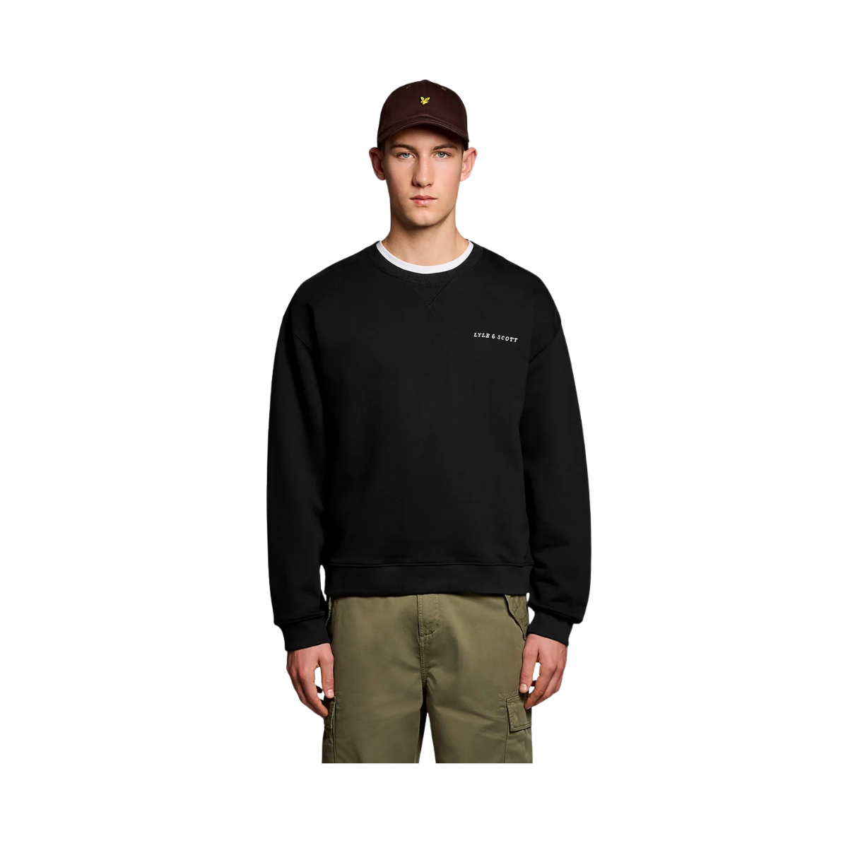 Script Heavyweight Loopback Crew Neck Sweatshirt - Jet Black