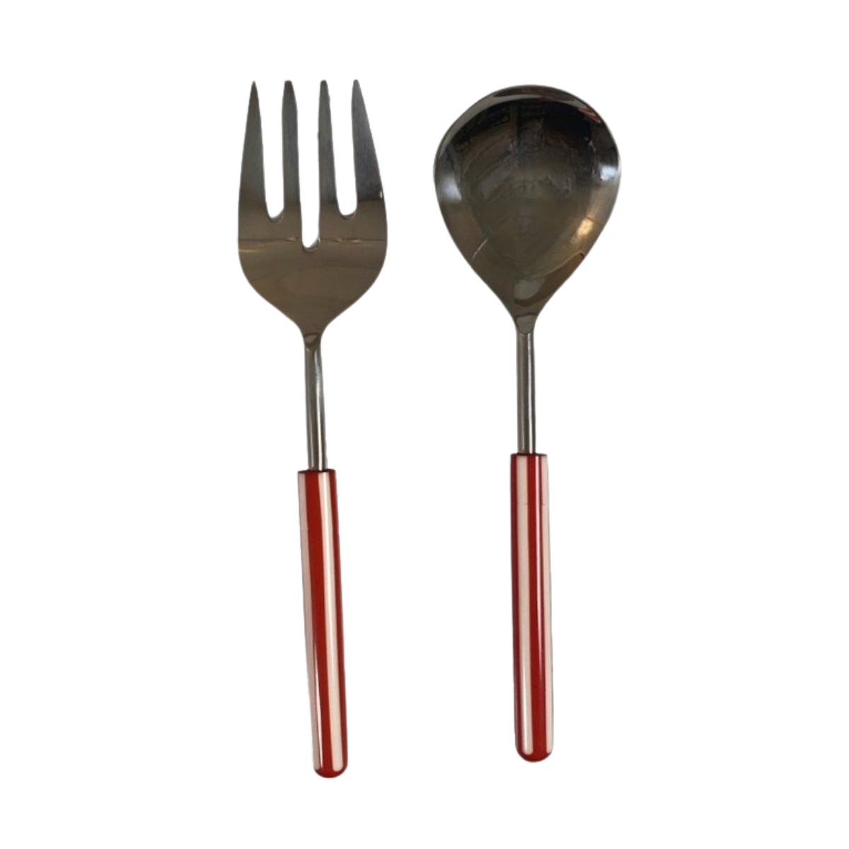 Salad Servers Stripe - red