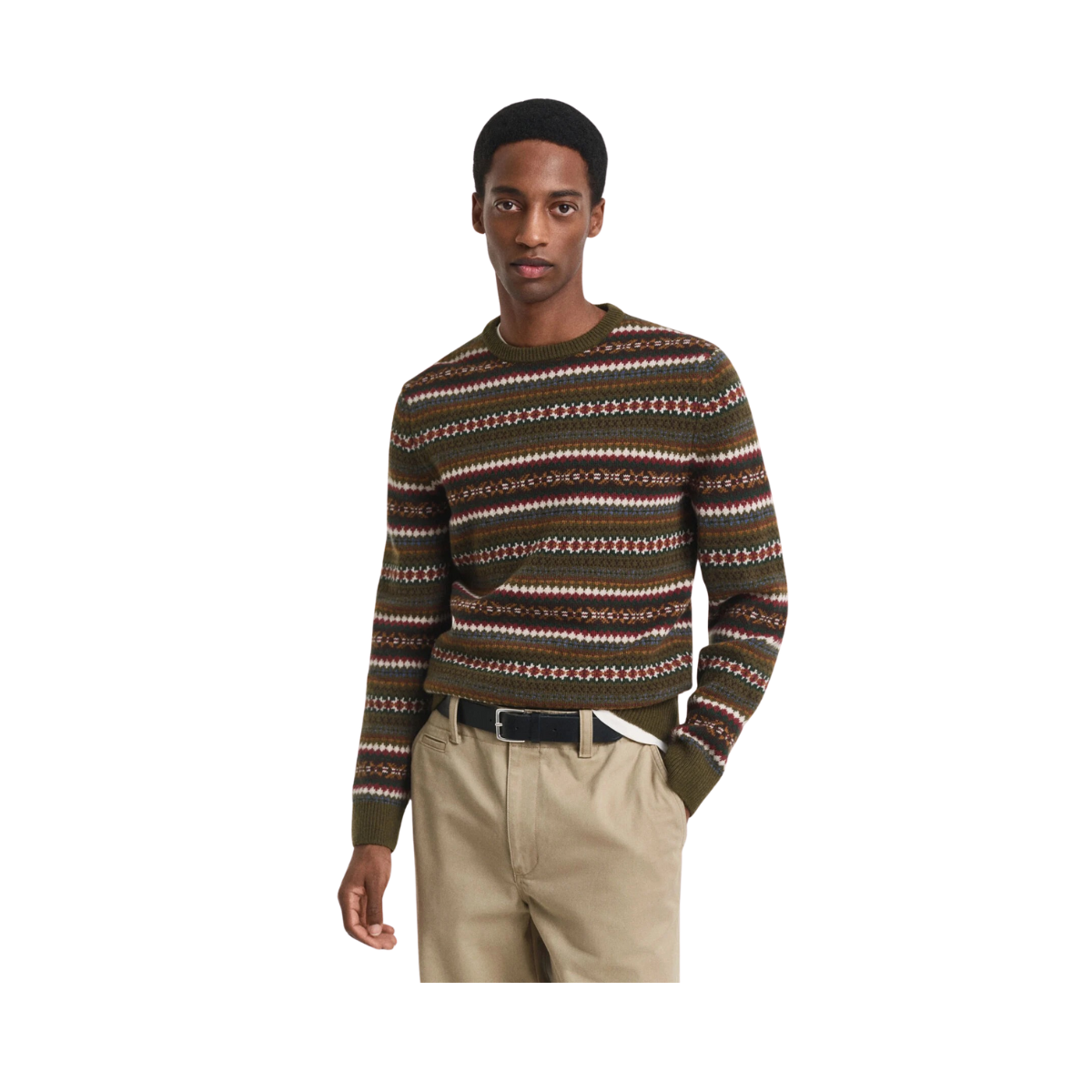 Fair Isle C-Neck - Country Green