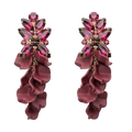Leaf Big Stone Earrings - 0019 Burgendy
