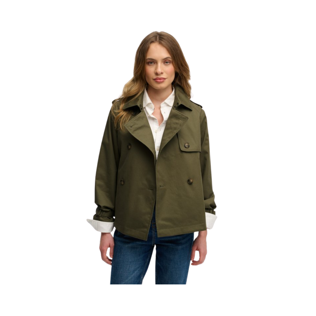 Short Trench Coat - Dusty Olive Green