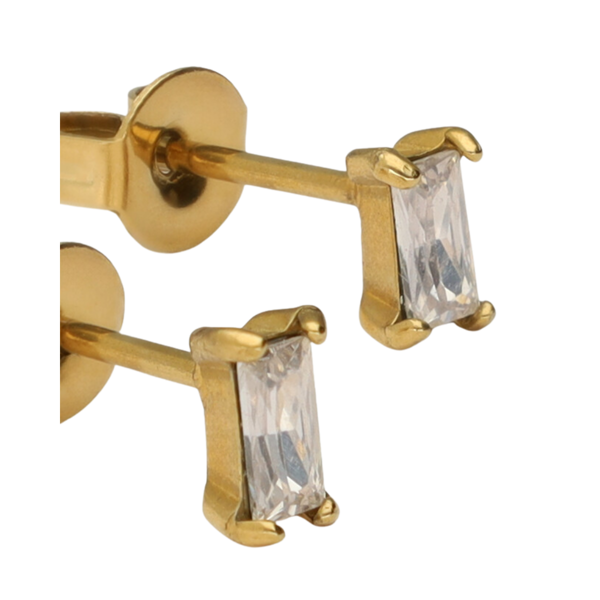 Earstud square strass - Gold