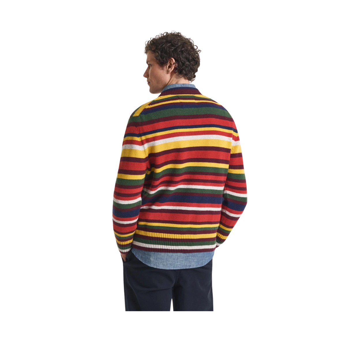 Multi Colored Striped C-Neck - 845 Deep Orange