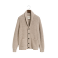 Wool Blend Shawl Collar Cardigan - Light Beige Melange