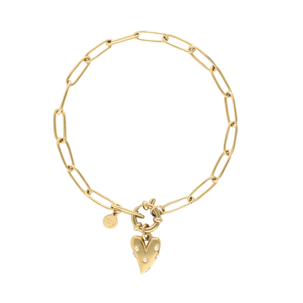 Bracelet Pearls & Heart - Gold