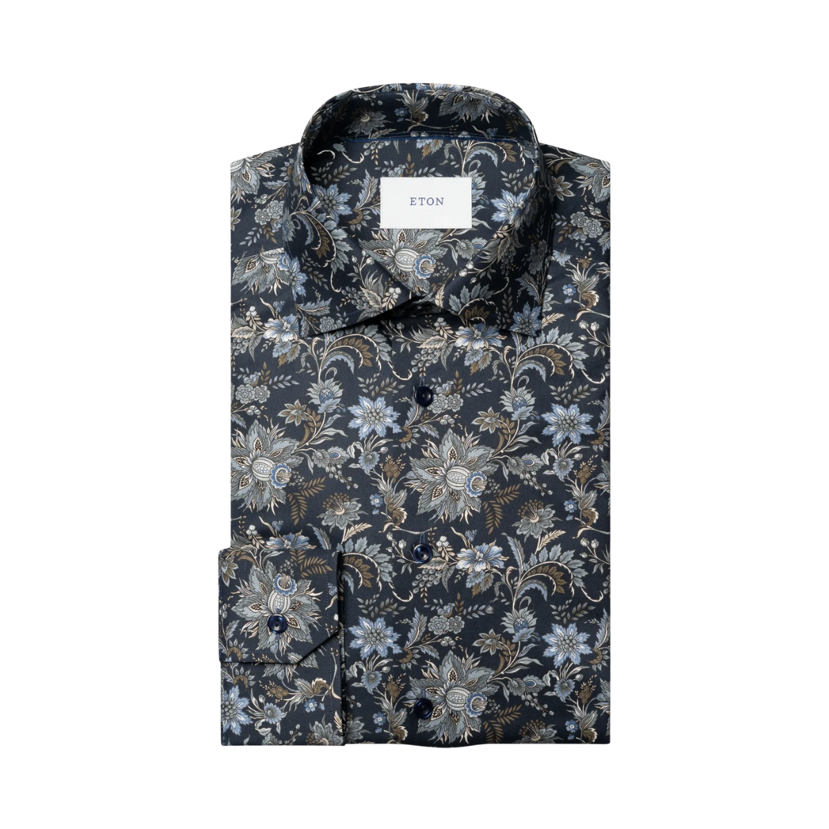Floral Print Signature Twill Shirt - Dark Blue