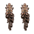 Leaf Big Stone Earrings - 0016 Brown