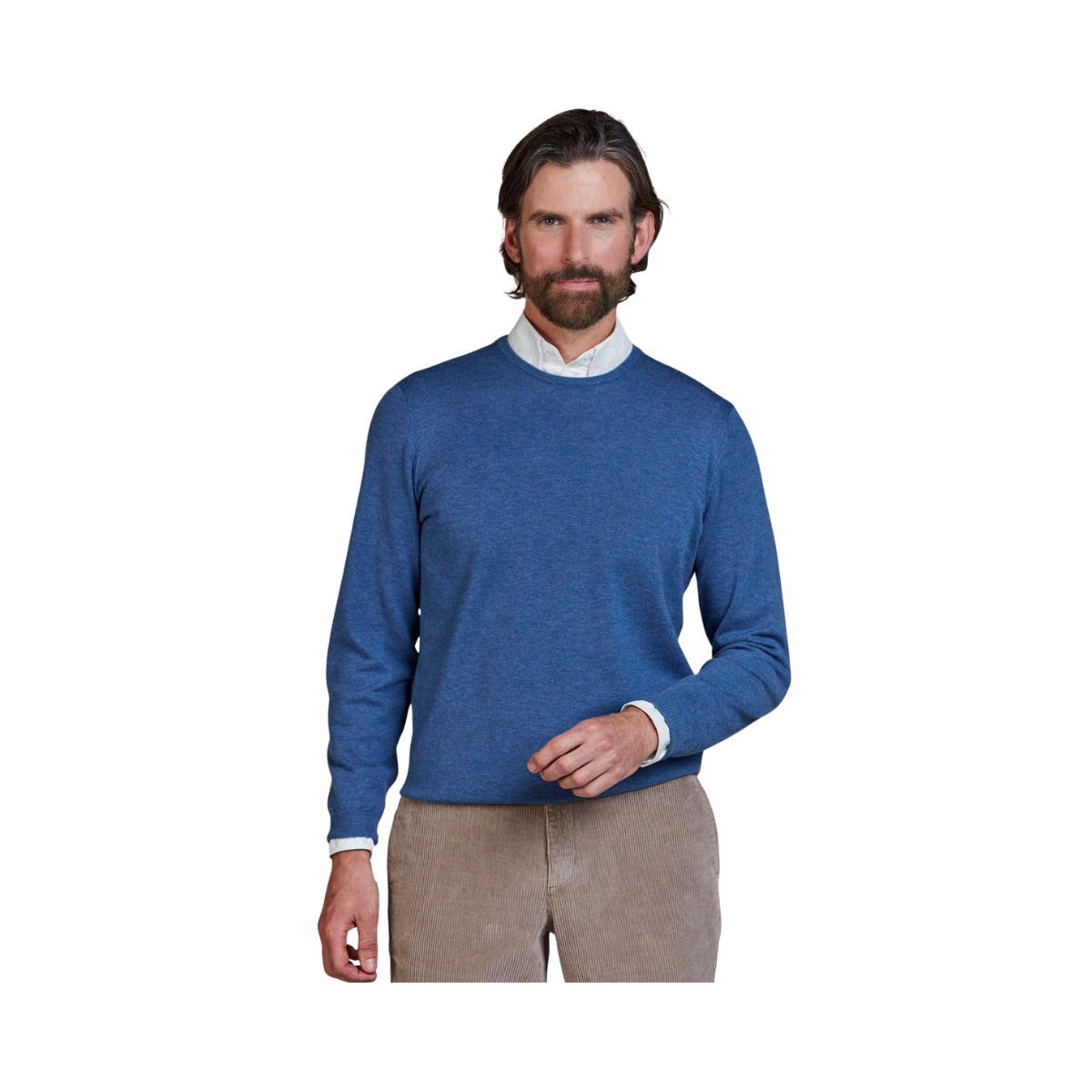 Crew Neck Knit E-Patch - Mid Blue