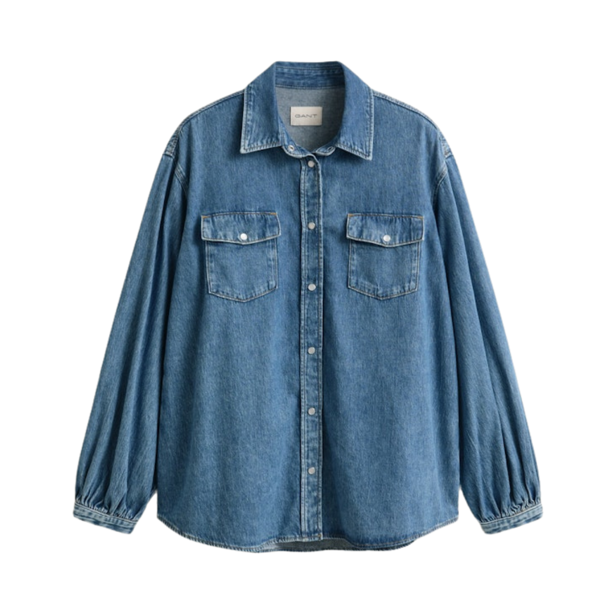 Denim Volume Sleeve Shirt - Mid Blue Archive