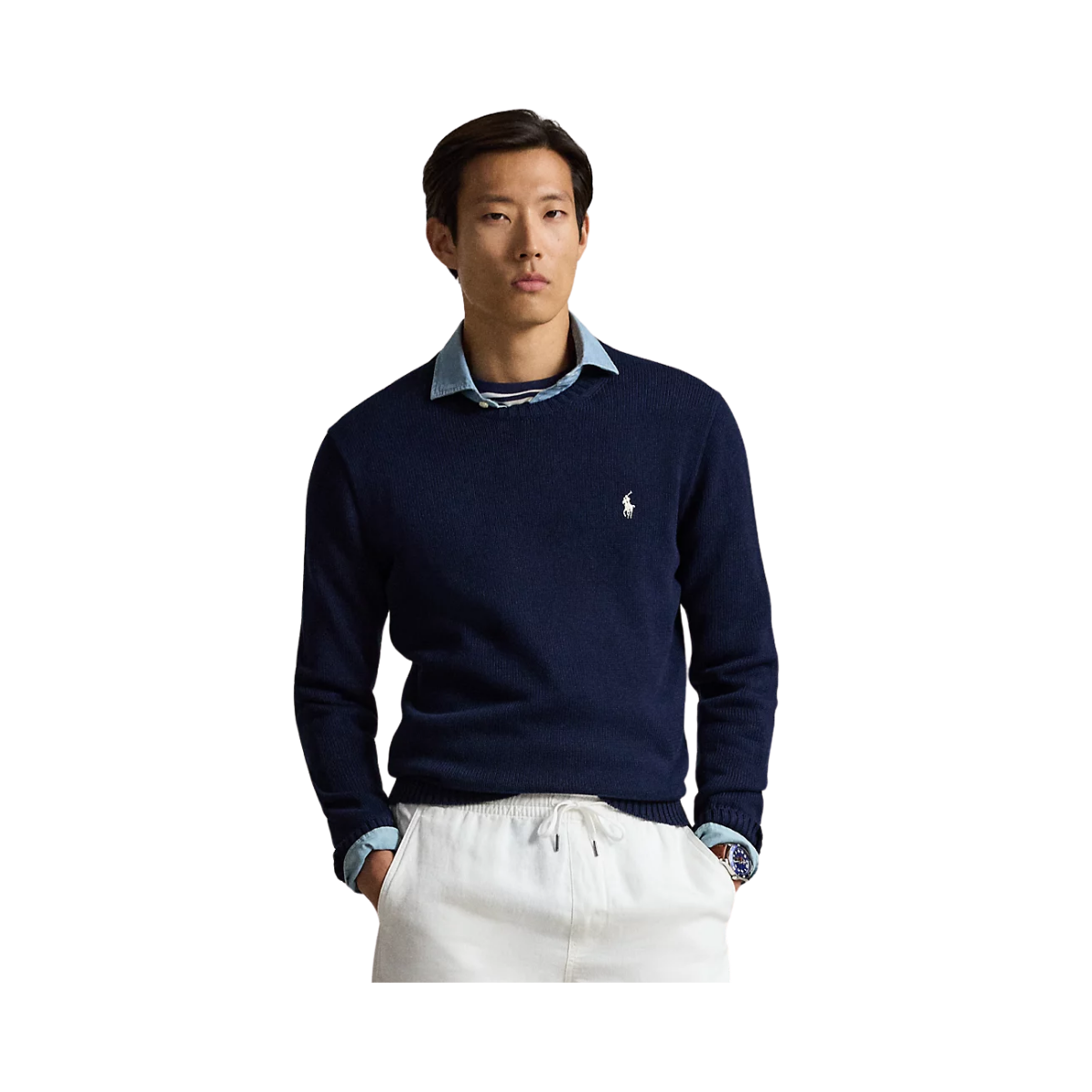 Cotton Crewneck Sweater - Hunter Navy