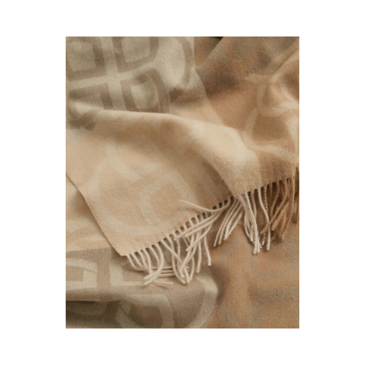 Monogram Wool Scarf - 213 Warm Khaki
