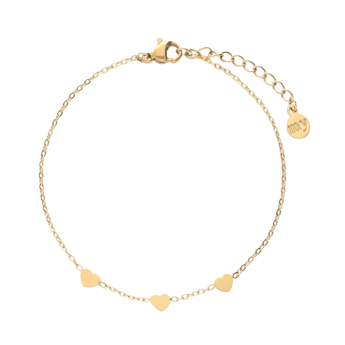 Bracelet With Three Hearts Graduation - Gold