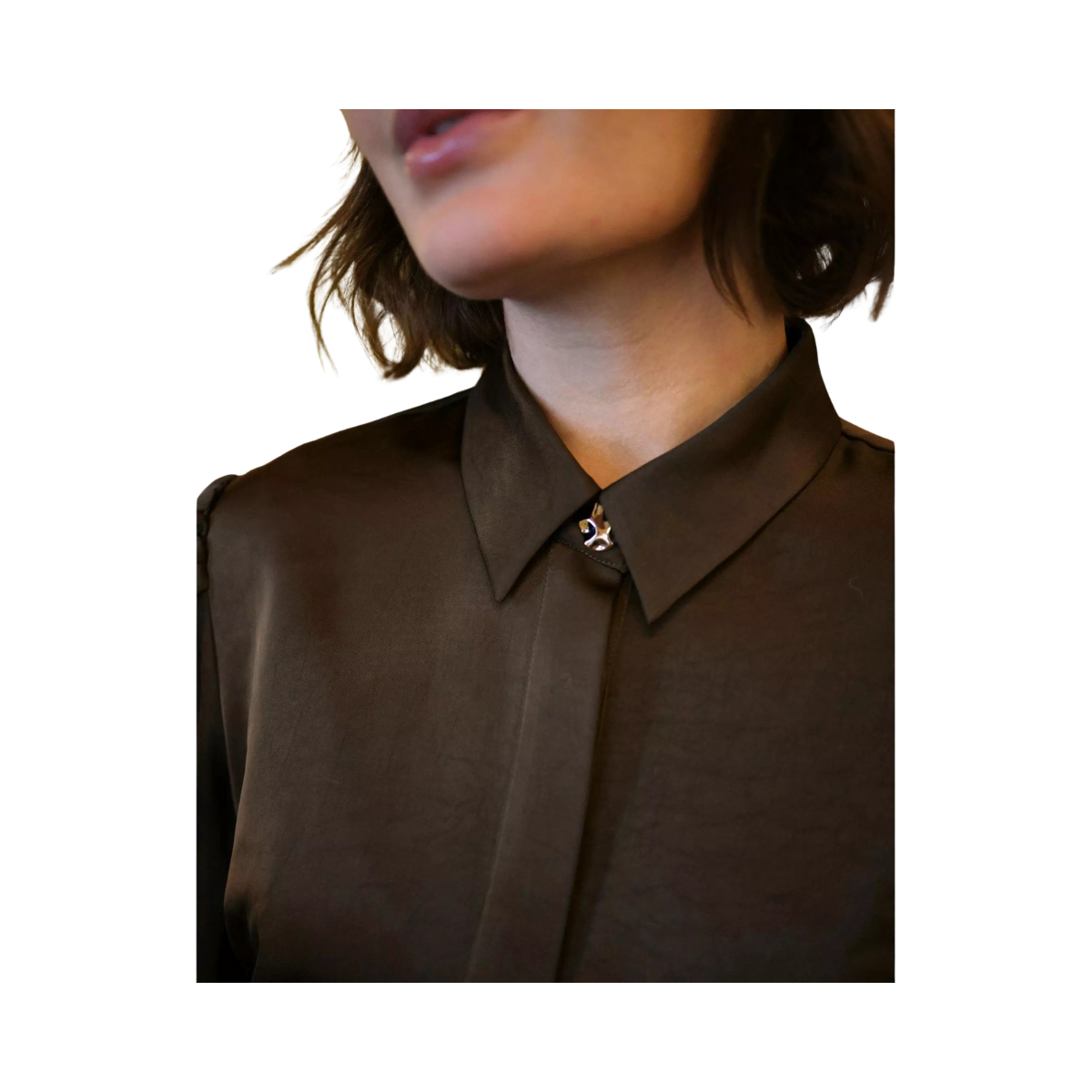 Fransala Heavy Sateen Shirt - 676 Dark Brown